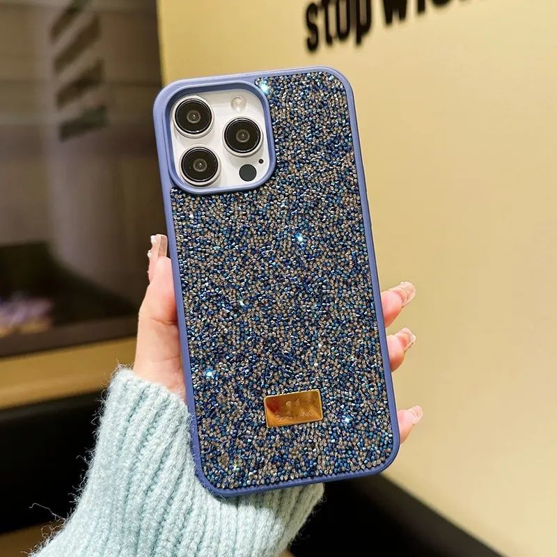 iPhone Swarovski Taşlı Kılıf - Mavi