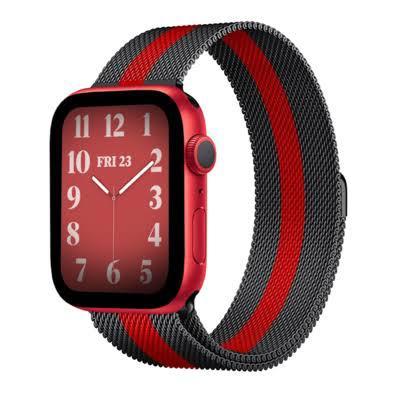 Apple Watch Milano Loop Kordon - Black/Red