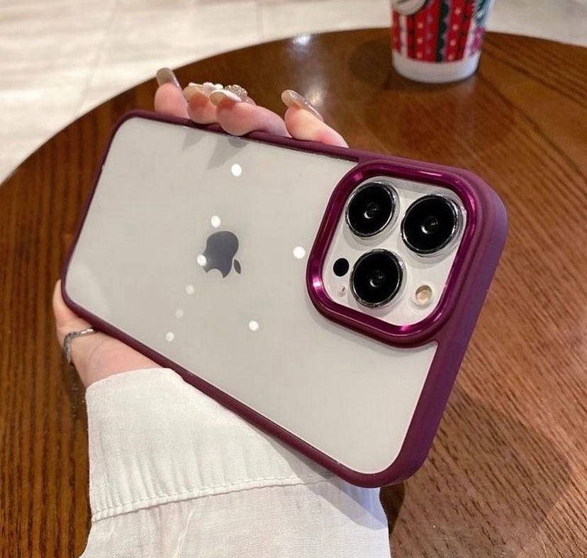 iPhone Kristal Şeffaf Kılıf - Bordo