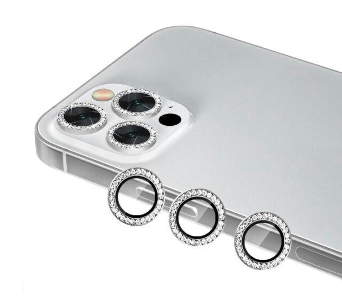 iPhone Taşlı Kamera Koruyucu Lens - Gümüş 14