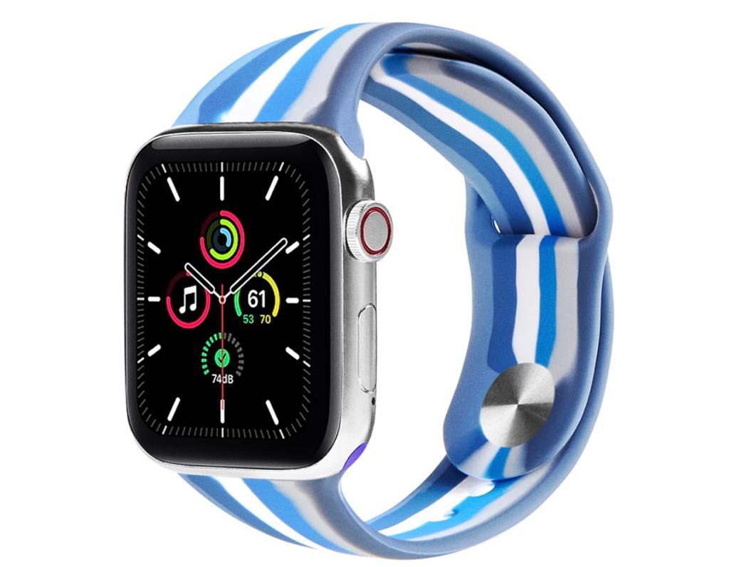 Apple Watch Silicon Kordon - Mavi Gökkuşağı