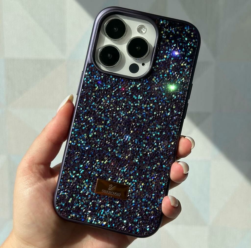 iPhone Swarovski Taşlı Kılıf - Derin Mor