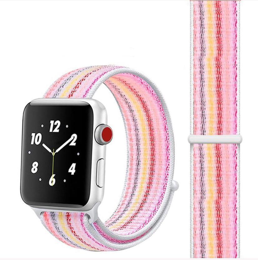 Apple Watch Loop Örgü Kordon - Pink Rainbow