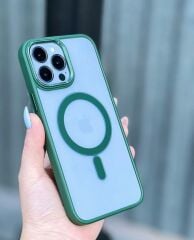 iPhone Kristal MagSafe Şeffaf Kılıf - Haki Yeşili