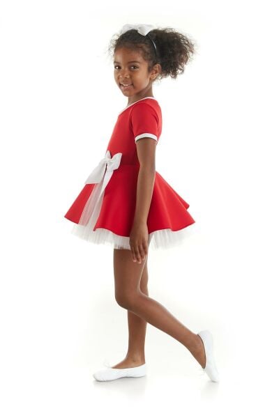 Kız Çocuk Kırmızı Beyaz Dans Kostümü - 23 Nisan Kıyafetleri