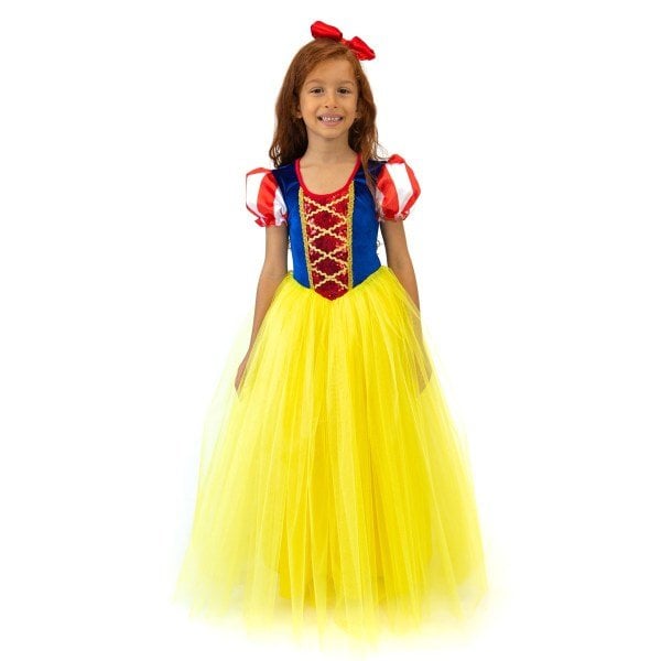 Pamuk Prenses Kostümü Pelerinli ve Taç Hediyeli - Kız Çocuk Parti ve Doğumgünü Elbiseleri