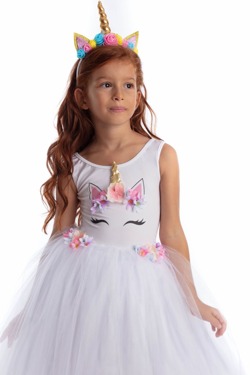 Unicorn Elbise Rita Beyaz Flw