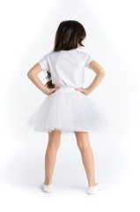 Kız Çocuk Kalpli Bayraklı Beyaz Tişört Etek - 23 Nisan Kıyafetleri