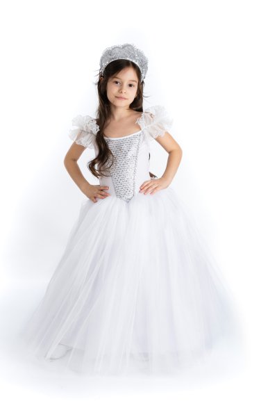 Beyaz Payetli Prenses Elbisesi