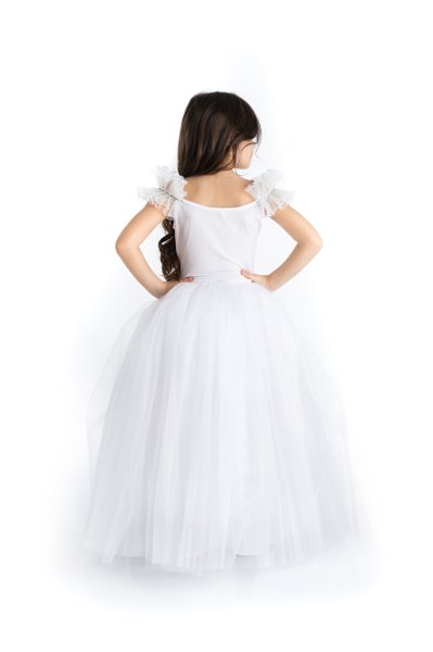 Beyaz Payetli Prenses Elbisesi