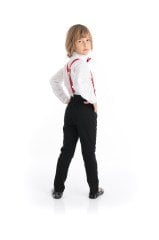 Erkek Çocuk Beyaz Gömlek Siyah Pantolon Kırmızı Papyon Askılı - 23 Nisan Kıyafetleri