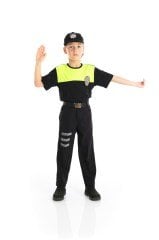 Erkek Çocuk Trafik Polisi Kostümü Uzun Kollu