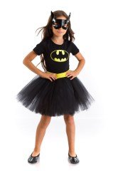Batgirl Kostümü Kısa Kollu Pelerinsiz