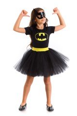 Batgirl Kostümü Kısa Kollu Pelerinsiz