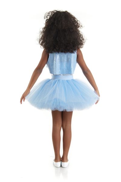Kız Çocuk Mavi Hip Hop Dans Kostümü - 23 Nisan Kıyafetleri