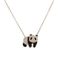 Taşlı Panda Gümüş Kolye