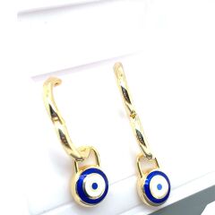 925 Ayar Nazar Boncuklu Gümüş Gold Küpe