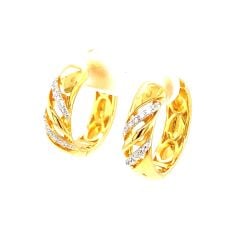 Desenli Gümüş Halka Küpe (Gold)
