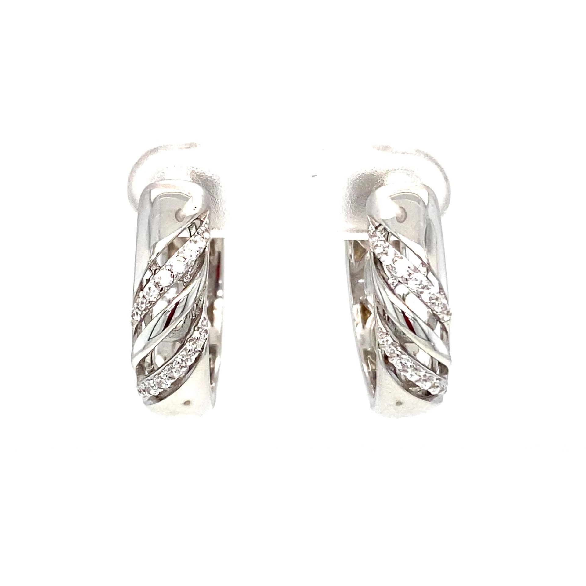 Desenli Gümüş Halka Küpe (Silver)