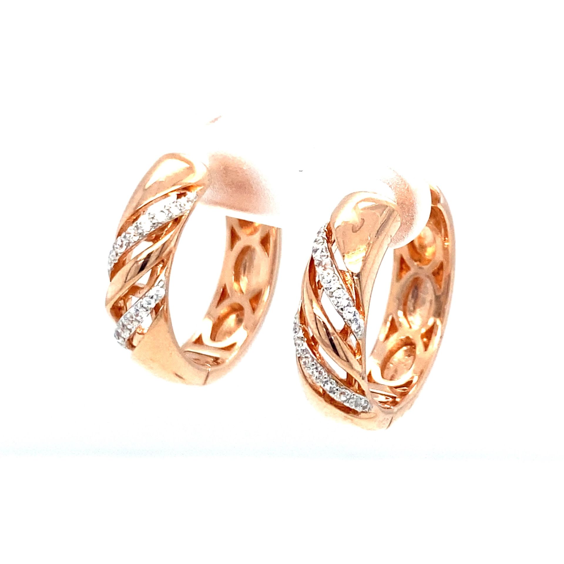 Desenli Gümüş Halka Küpe (RoseGold)