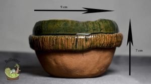 Ağaç Kabuğu Figürlü Rustik  El Yapımı Seramik Kaktüs Sukulent Saksısi HandMade