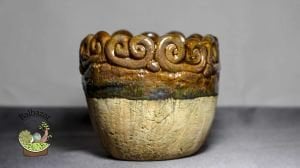 Rustik Oval Form El Yapımı Seramik Kaktüs Sukulent Saksisi Handmade
