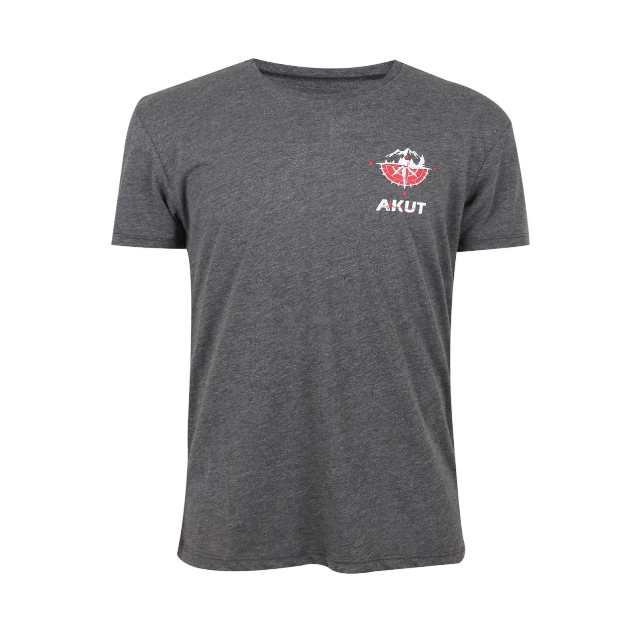 Önde AKUT Pusulalı T-Shirt Unisex Gri Basic