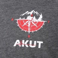 Önde AKUT Pusulalı T-Shirt Unisex Gri Basic