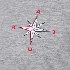 Önde AKUT Pusulalı T-Shirt Unisex Açık Gri Basic