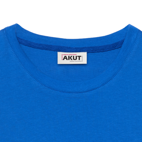Dalga Motifli Unisex Tişört - Mavi