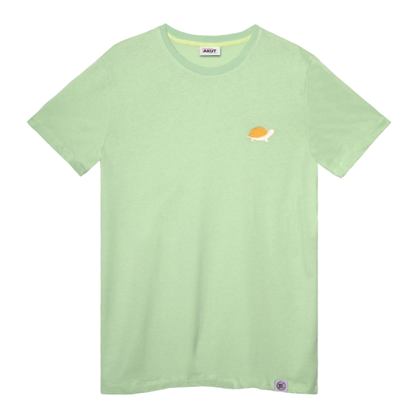Kaplumbağa Motifli Unisex Tişört - Su Yeşili