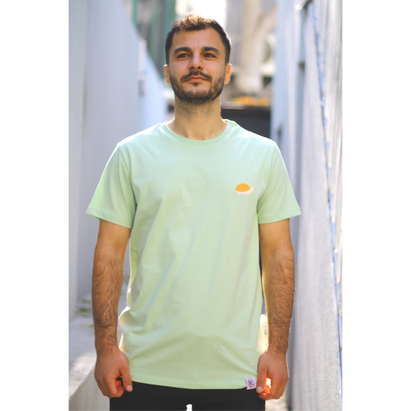 Kaplumbağa Motifli Unisex Tişört - Su Yeşili