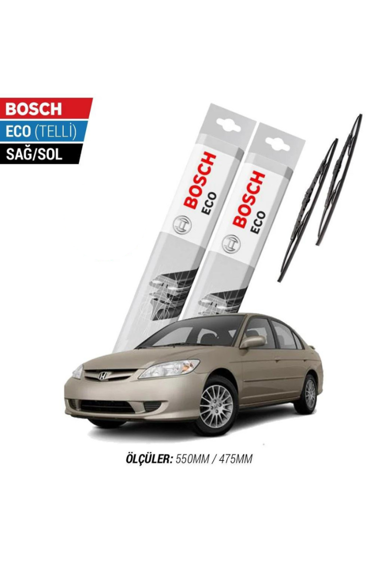 Honda Civic Sedan 2003 Model Silecek Takımı Bosch Eco (Telli)