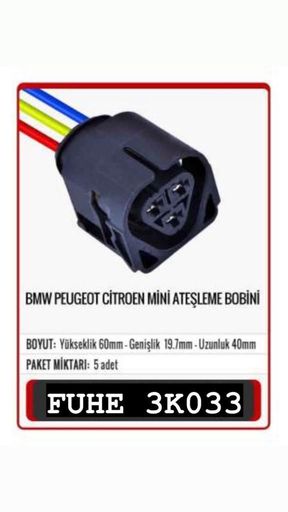3K033 BMW-PEUGEOT-CITROEN-MINI COOPER ATEŞLEME BOBİN SOKETİ