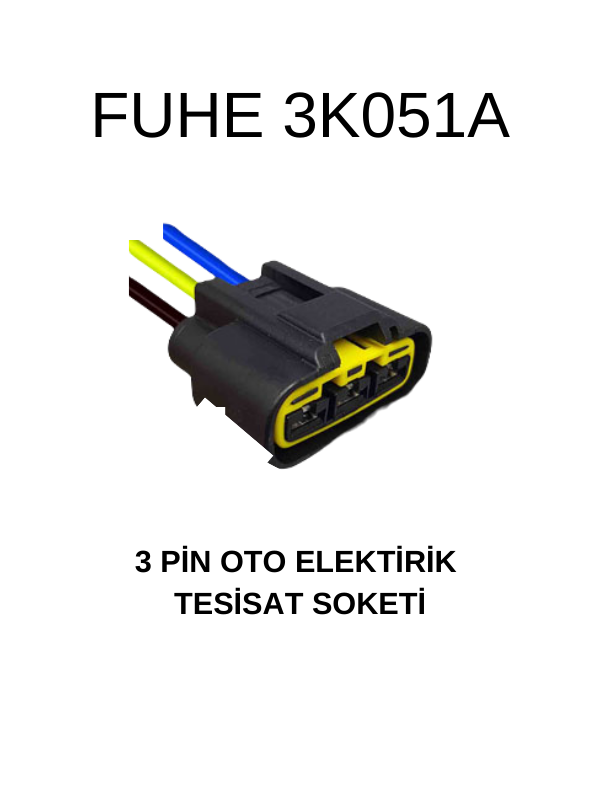 3K051A 3 PİN OTO ELEKTRİK TESİSAT SOKETİ