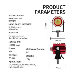 k12 mercekli led Mini sürüş işık LED projektör Lens yardımcı spot lamba 1 adet