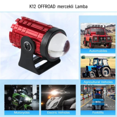 k12 mercekli led Mini sürüş işık LED projektör Lens yardımcı spot lamba 1 adet