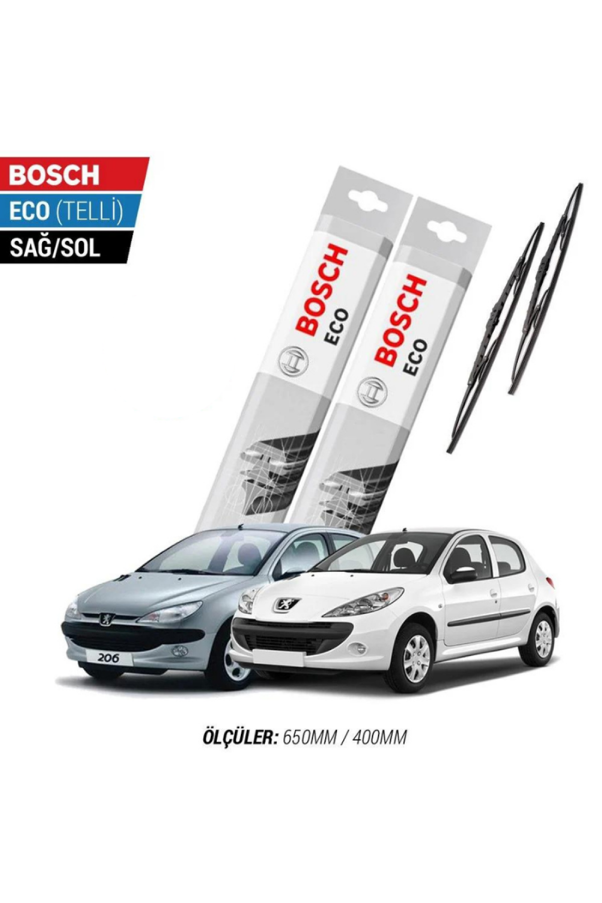 Peugeot 206 2008 Model Silecek Takımı Bosch Eco (Telli)