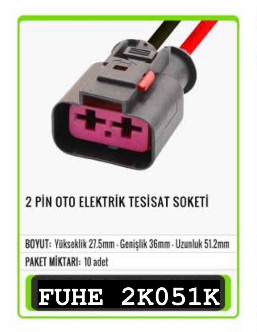 2K051K 2 PİN OTO ELEKTRİK TESİSAT SOKETİ