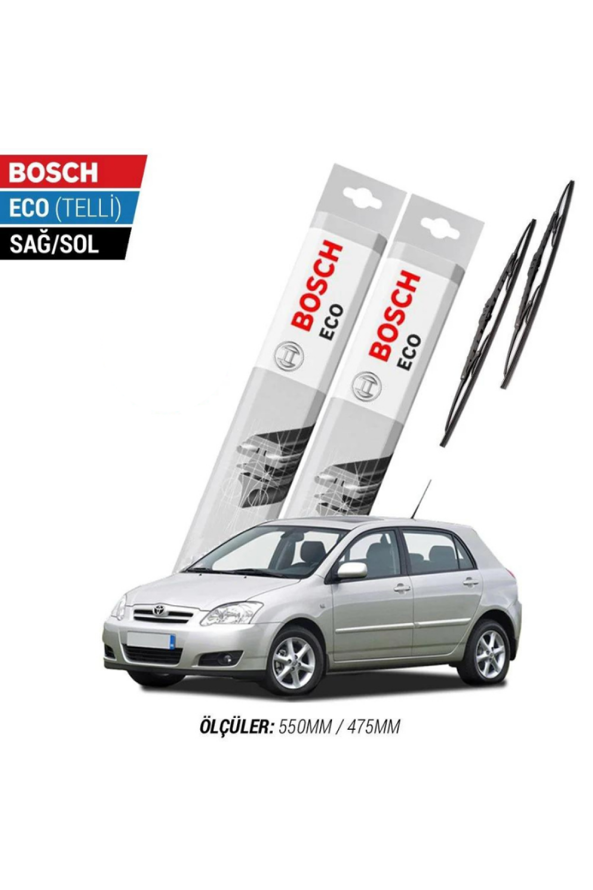 Toyota Corolla Hatchback 2003 Model Silecek Takımı Bosch Eco (Telli)