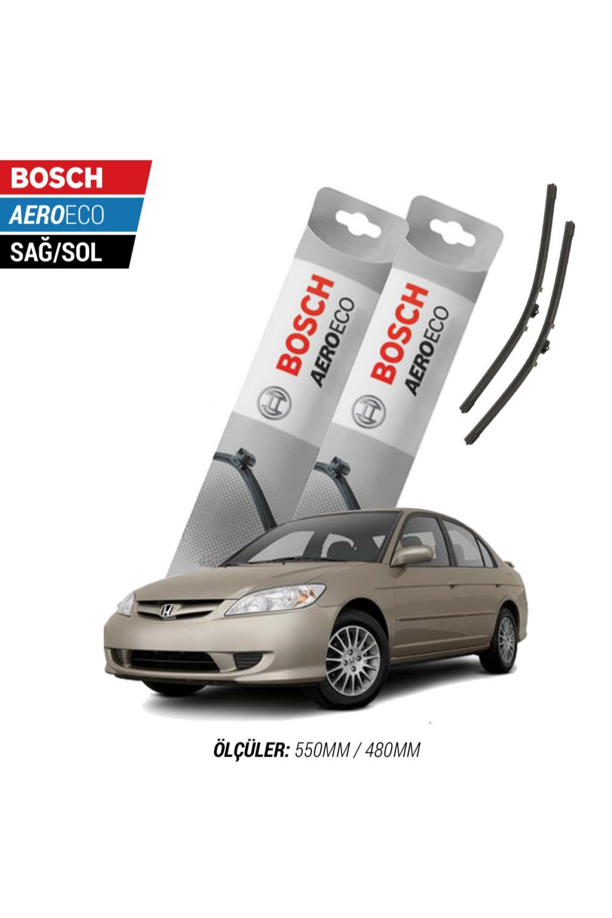 Honda Civic Sedan 2001 Model Bosch Aeroeco Muz Silecek Takımı