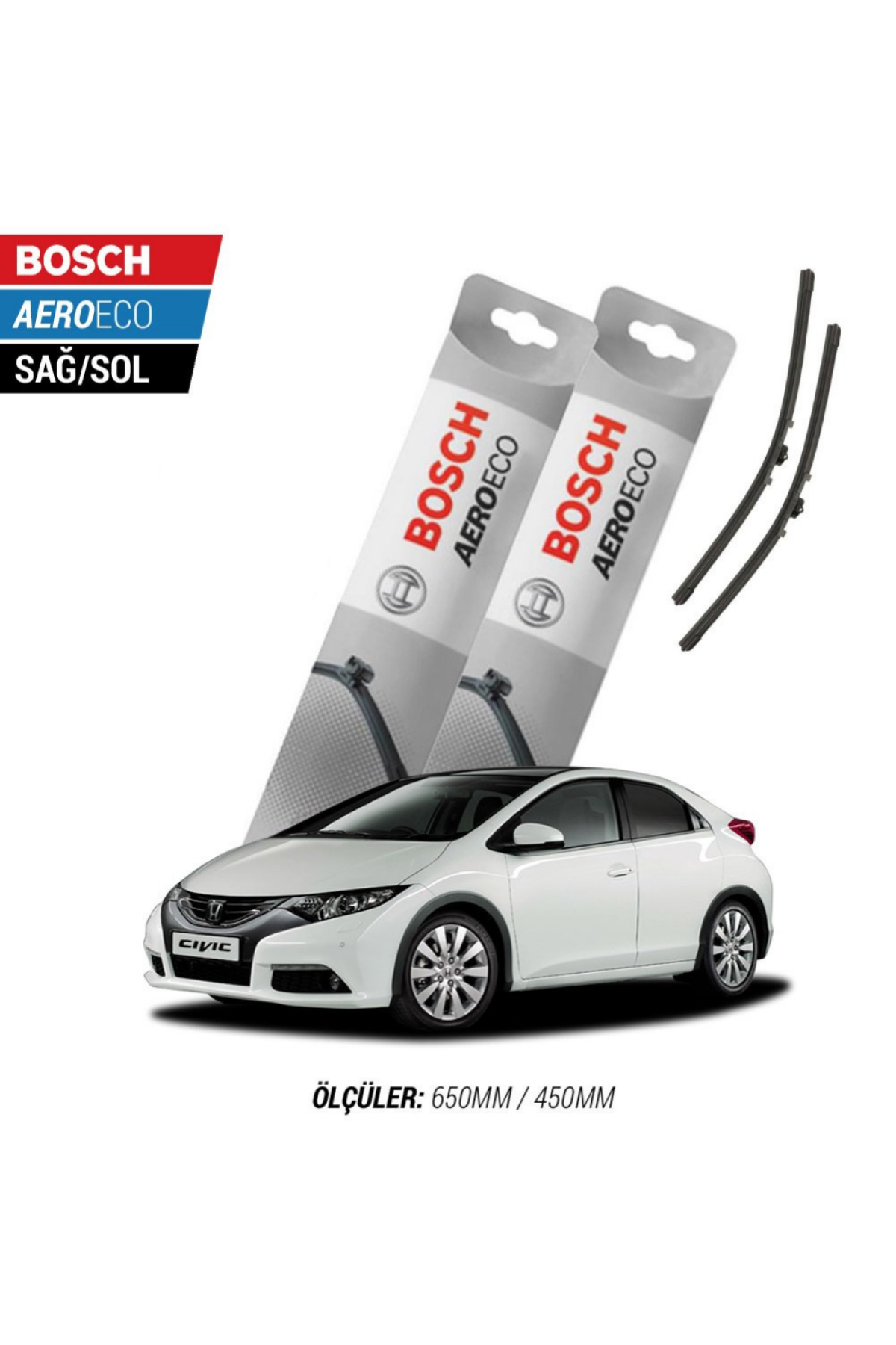 Honda Civic HB 2012 Model Bosch Aeroeco Muz Silecek Takımı