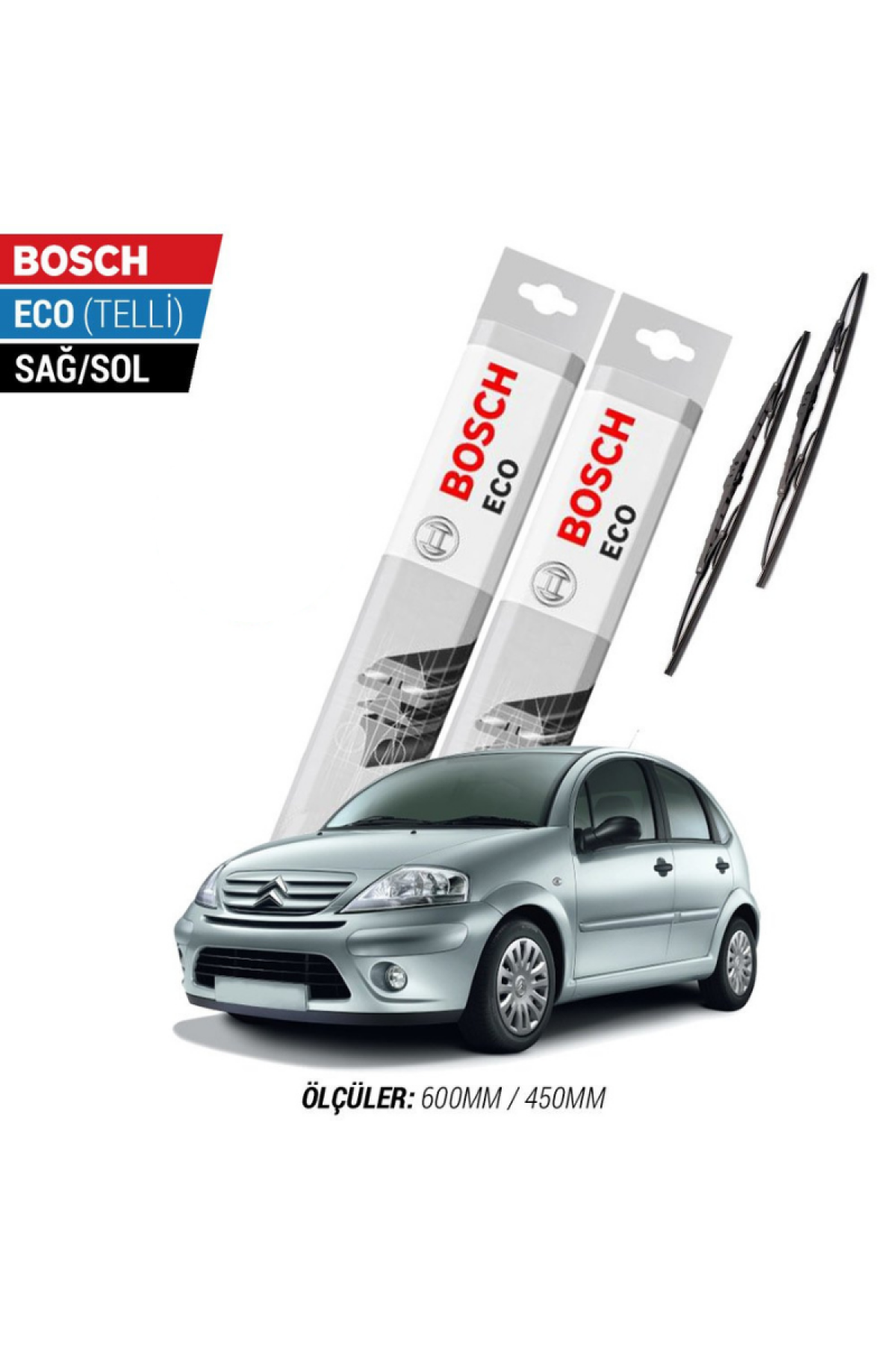 Citroen C3 2006 Model Silecek Takımı Bosch Eco (Telli)