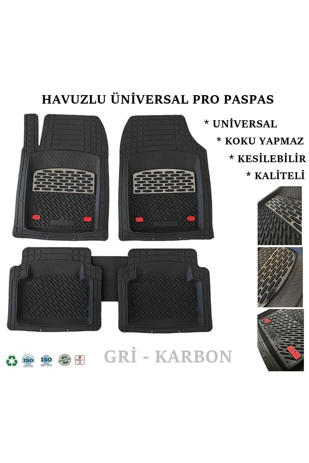 4D FUHE HAVUZLU PREMİUM OTO PASPAS KROM UNIVERSAL 5 PARÇA