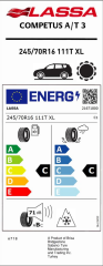 Lassa Competus A/T 3 245/70R16 111T XL Yaz Lastiği (Üretim Yılı 2024)