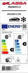 205/60R16 92H Snoways 4  Lassa
