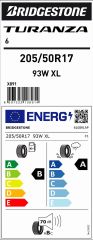 Bridgestone Turanza 6 205/50/R17/93W XL Yaz Lastiği (Üretim Yılı 2024)