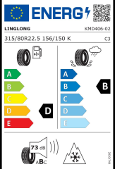 315/80R22.5  156/150K 20PR M+S KMD406 LINGLONG H.ÇEKER