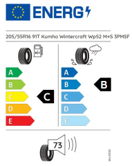 Kumho Wintercraft WP52 205/55R16 91T Kış Lastiği (Üretim Yılı 2024)