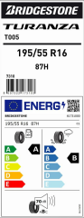 Bridgestone T005 195/55R16 87H Yaz Lastiği (Üretim Yılı 2025)